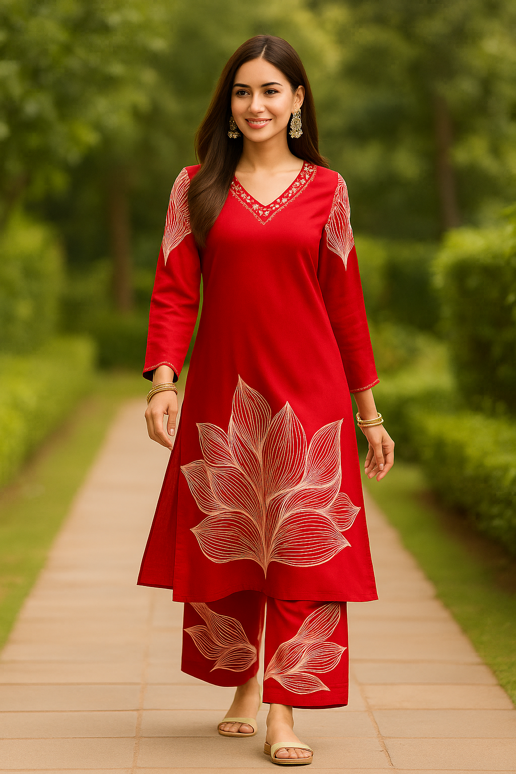 RED FLORAL PLAZZO SET - AZZLIAS WARDROBE